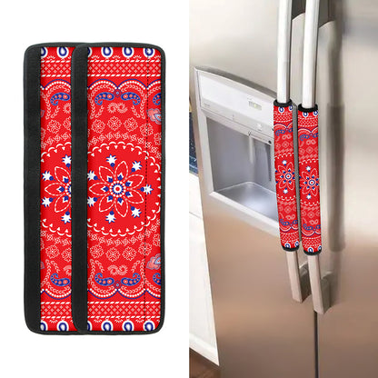 Red Blue And White Bandana Print Refrigerator Handle Covers