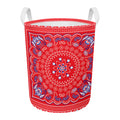 Red Blue And White Bandana Print Round Laundry Basket