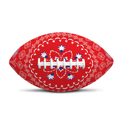 Red Blue And White Bandana Print Rugby Ball