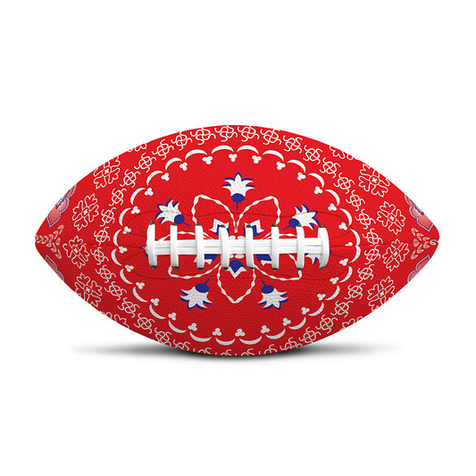 Red Blue And White Bandana Print Rugby Ball