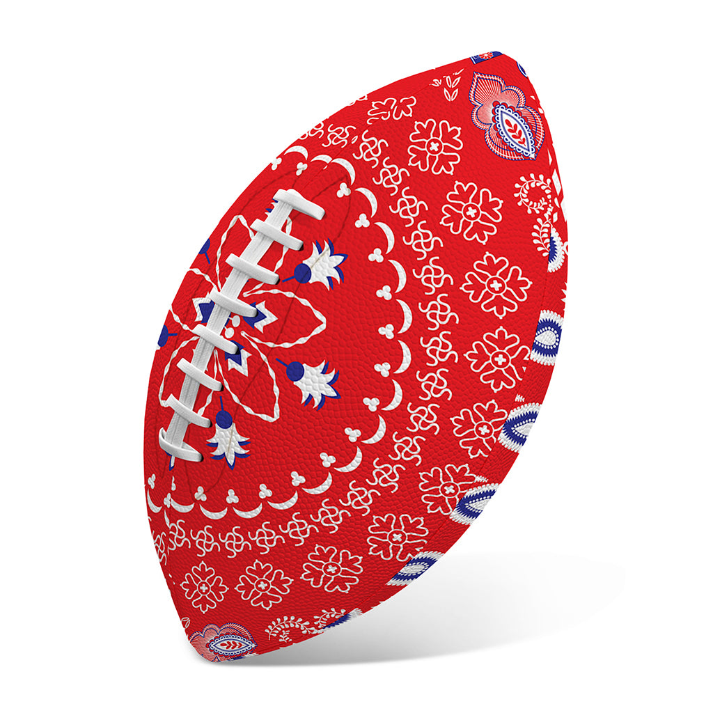 Red Blue And White Bandana Print Rugby Ball
