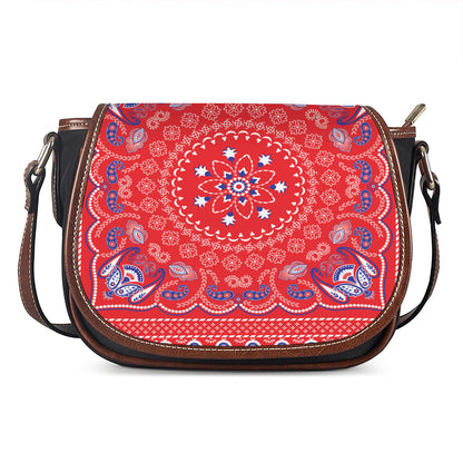 Red Blue And White Bandana Print Saddle Bag
