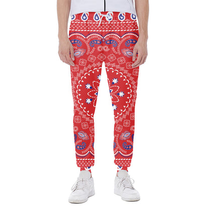 Red Blue And White Bandana Print Scuba Joggers