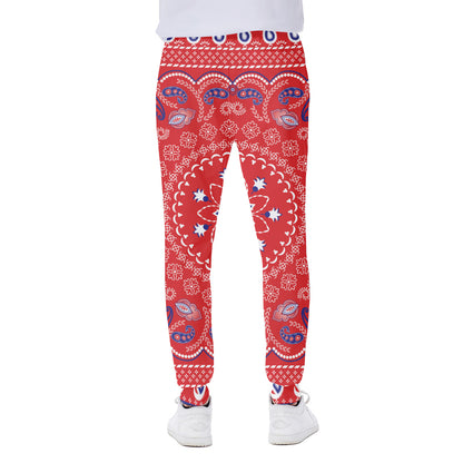 Red Blue And White Bandana Print Scuba Joggers