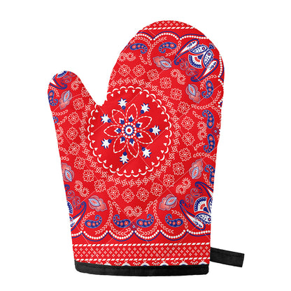 Red Blue And White Bandana Print Single Oven Mitt