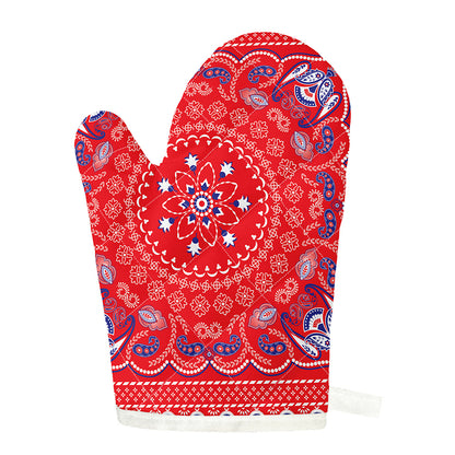 Red Blue And White Bandana Print Single Oven Mitt