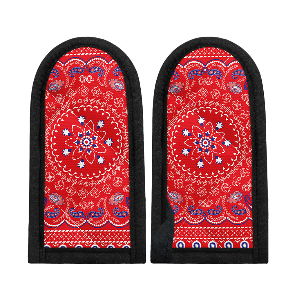 Red Blue And White Bandana Print Skillet Handle Cover