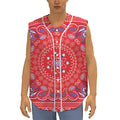 Red Blue And White Bandana Print Sleeveless Baseball Jersey