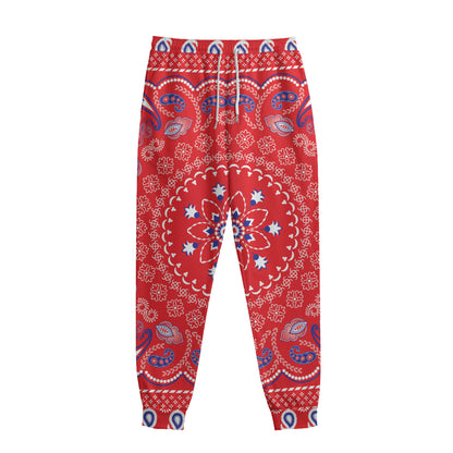 Red Blue And White Bandana Print Sweatpants