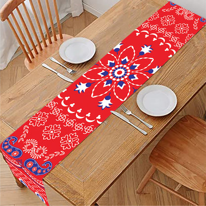Red Blue And White Bandana Print Table Runner