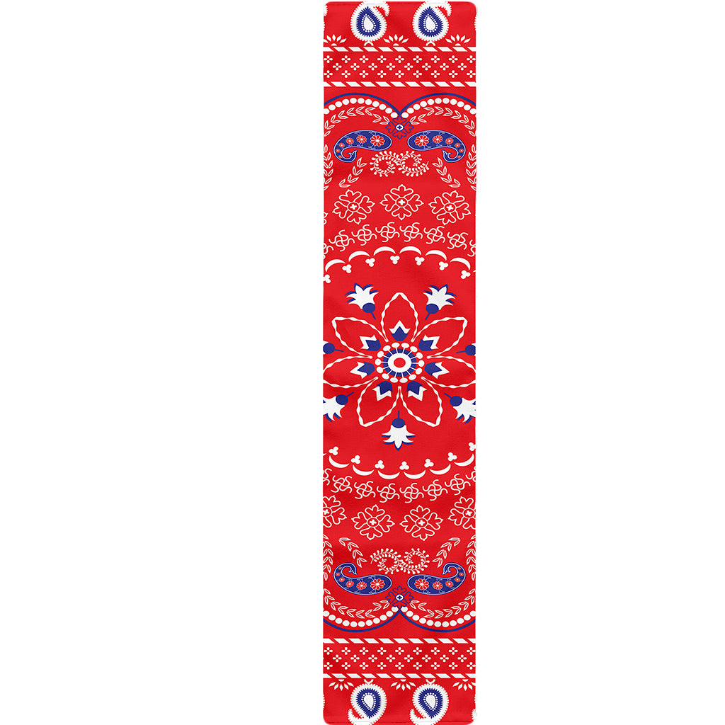 Red Blue And White Bandana Print Table Runner