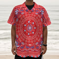 Red Blue And White Bandana Print Textured Short Sleeve Shirt