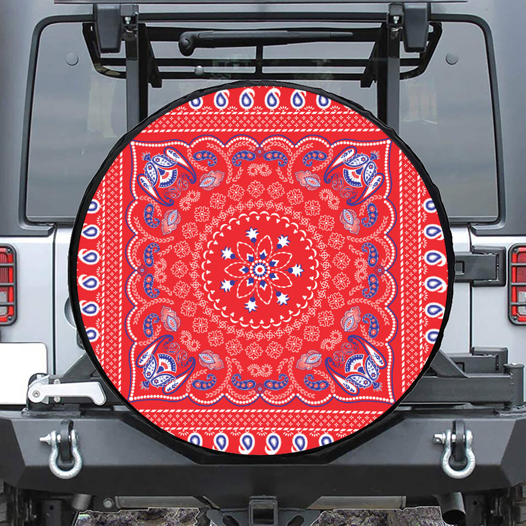 Red Blue And White Bandana Print Tire Cover