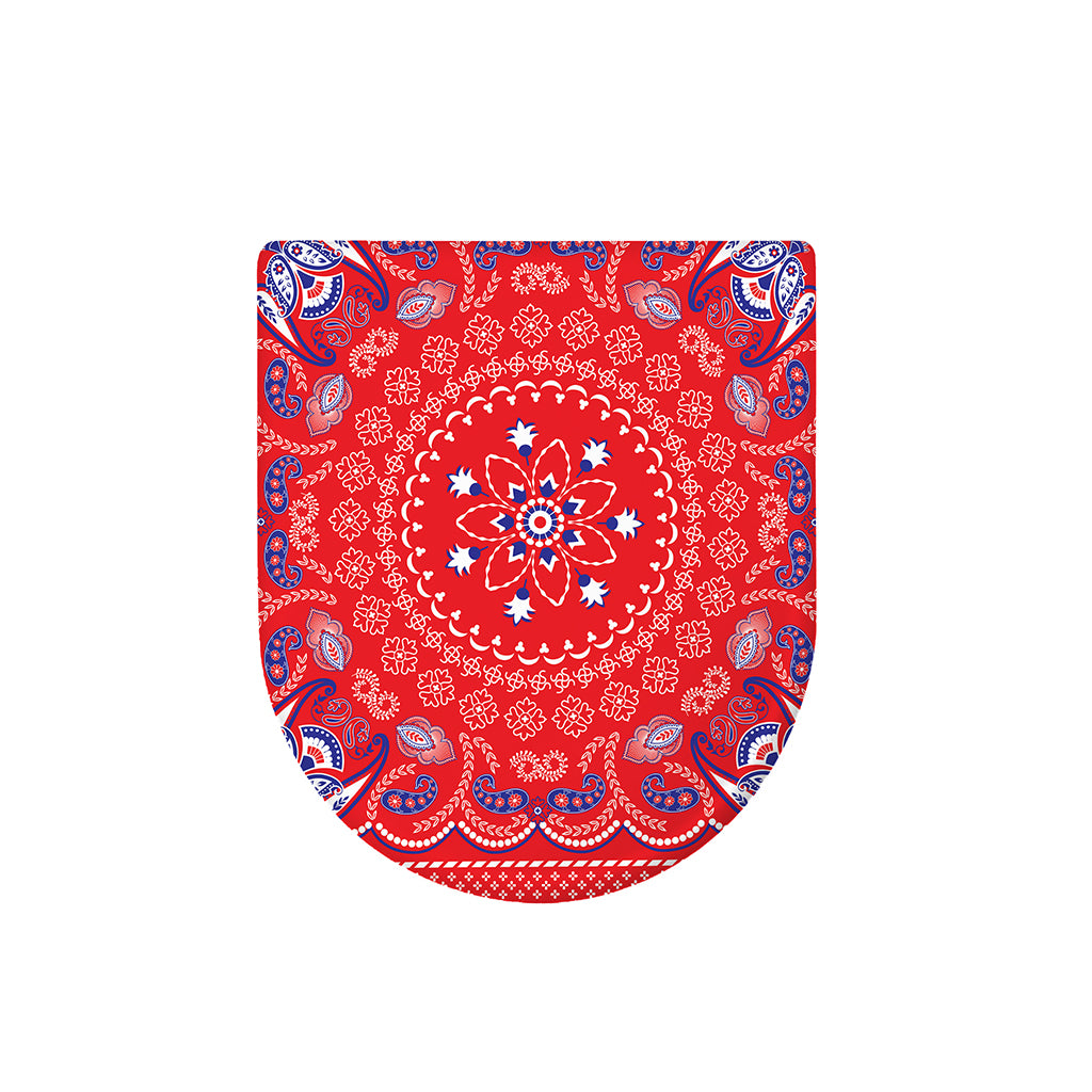 Red Blue And White Bandana Print Toilet Lid Cover