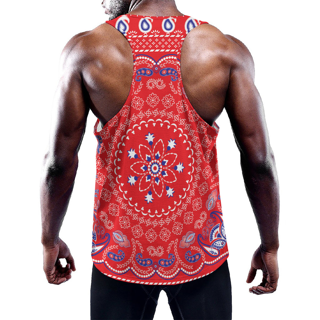 Red Blue And White Bandana Print Training Tank Top