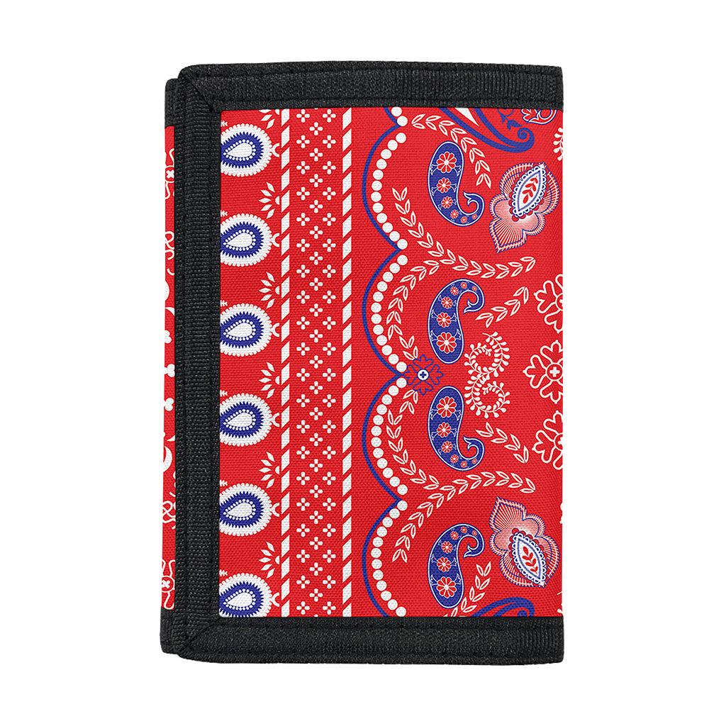 Red Blue And White Bandana Print Trifold Wallet