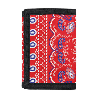Red Blue And White Bandana Print Trifold Wallet