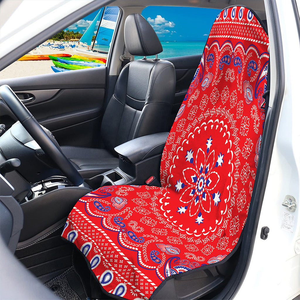 Red Blue And White Bandana Print Waterproof Car Seat Cover
