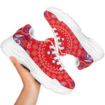 Red Blue And White Bandana Print White Chunky Shoes