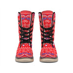 Red Blue And White Bandana Print Winter Boots