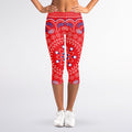Red Blue And White Bandana Print Women's Capri Leggings