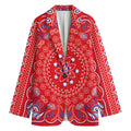 Red Blue And White Bandana Print Women's Cotton Blazer