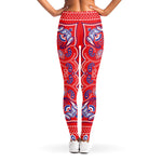 Red Blue And White Bandana Print Women's Leggings