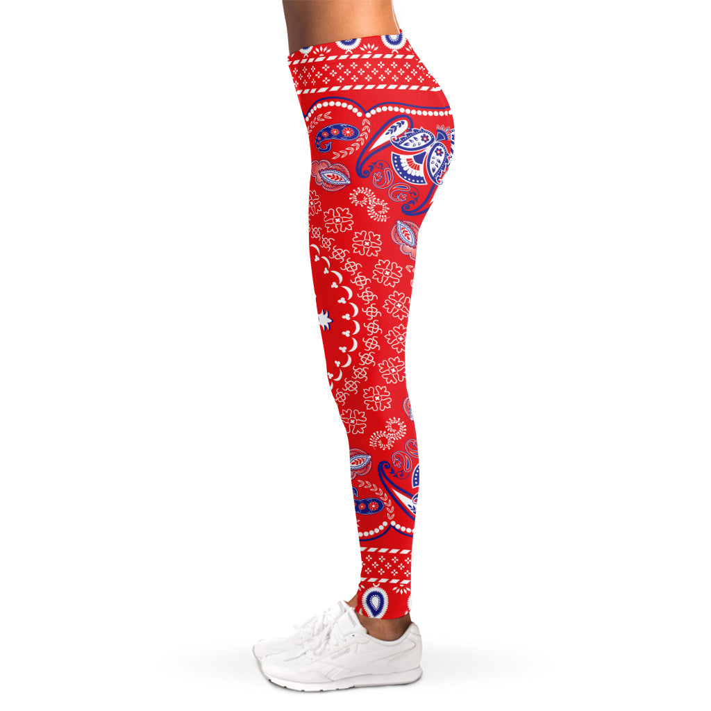 Red Blue And White Bandana Print Women's Leggings