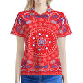 Red Blue And White Bandana Print Women's Polo Shirt