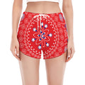 Red Blue And White Bandana Print Women's Split Running Shorts