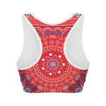 Red Blue And White Bandana Print Women's Sports Bra