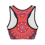 Red Blue And White Bandana Print Women's Sports Bra