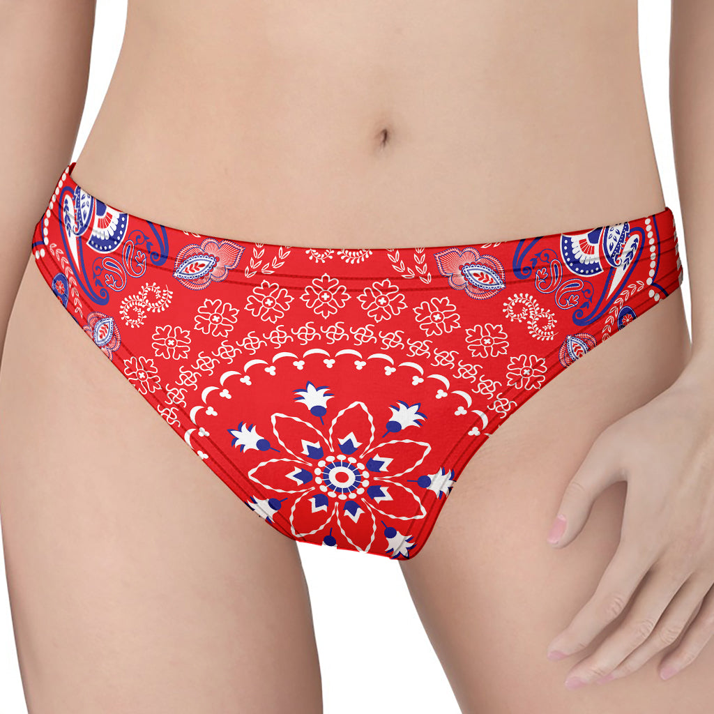 Red Blue And White Bandana Print Women's Thong