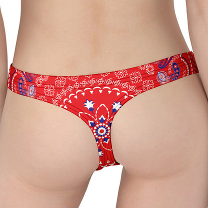 Red Blue And White Bandana Print Women's Thong