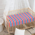 Red Blue And White Houndstooth Print Baby Crib Sheet