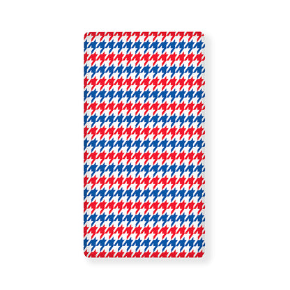 Red Blue And White Houndstooth Print Baby Crib Sheet