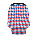 Red Blue And White Houndstooth Print Baby Seat Cover