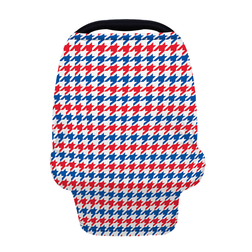 Red Blue And White Houndstooth Print Baby Seat Cover