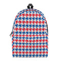 Red Blue And White Houndstooth Print School Backpack