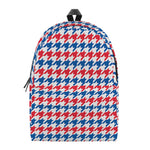 Red Blue And White Houndstooth Print Backpack