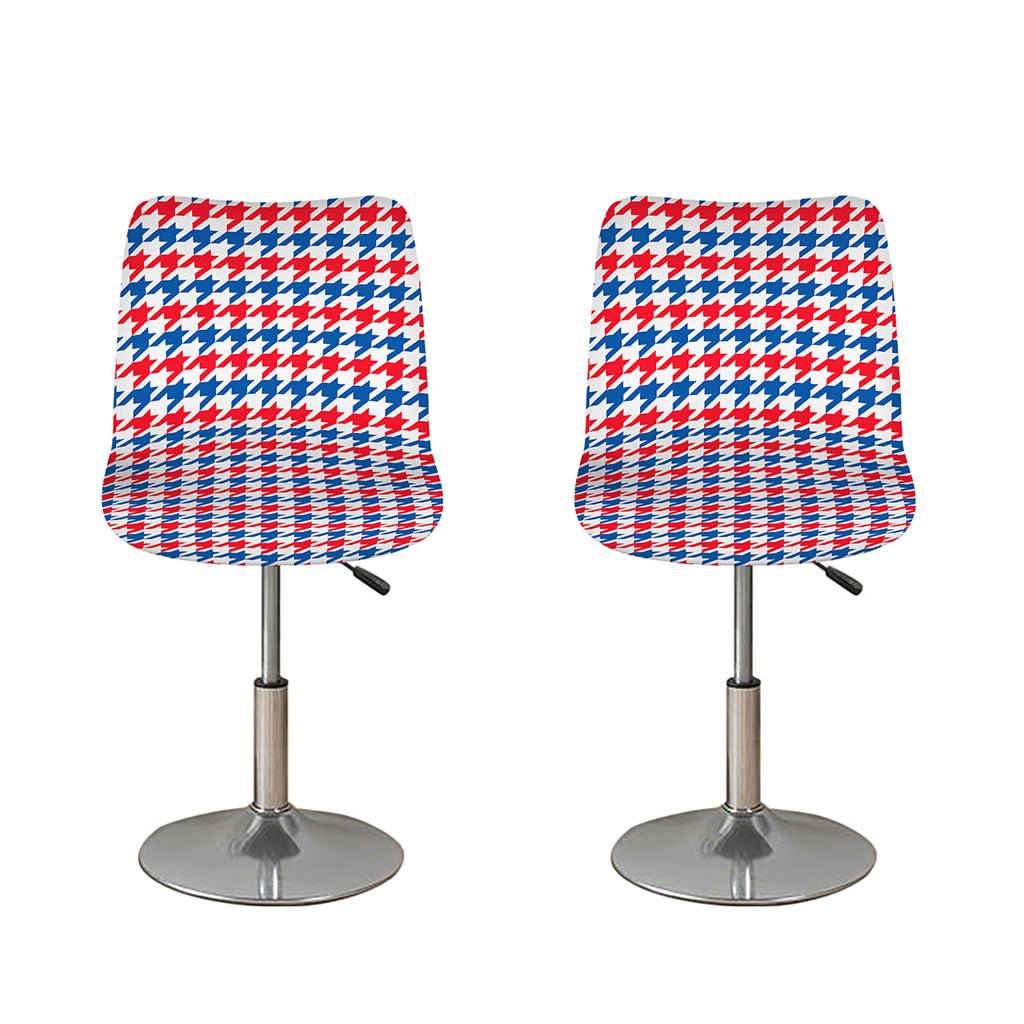 Red Blue And White Houndstooth Print Bar Stool Covers