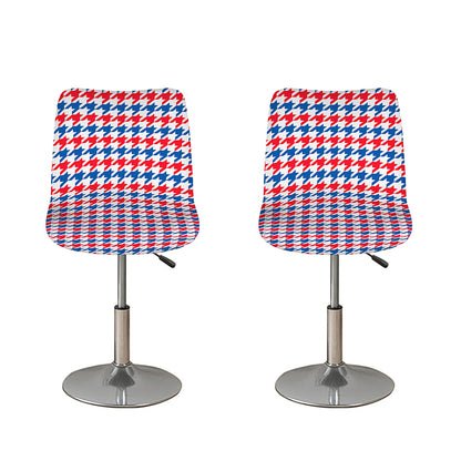 Red Blue And White Houndstooth Print Bar Stool Covers