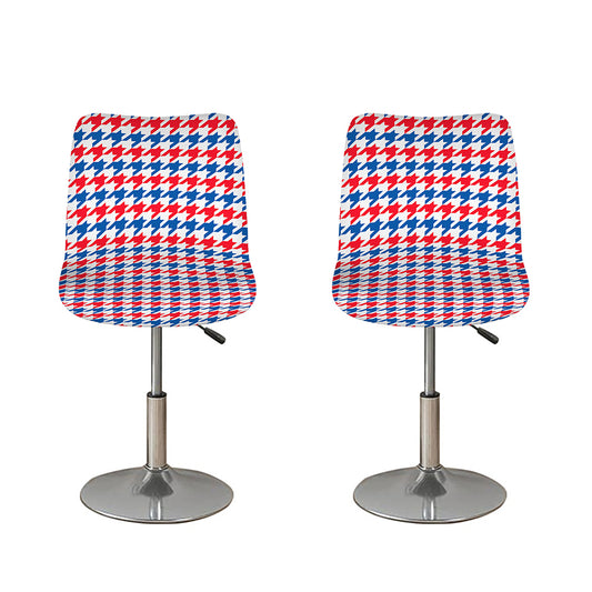 Red Blue And White Houndstooth Print Bar Stool Covers