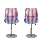 Red Blue And White Houndstooth Print Bar Stool Covers