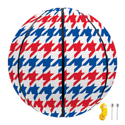 Red Blue And White Houndstooth Print Basketball