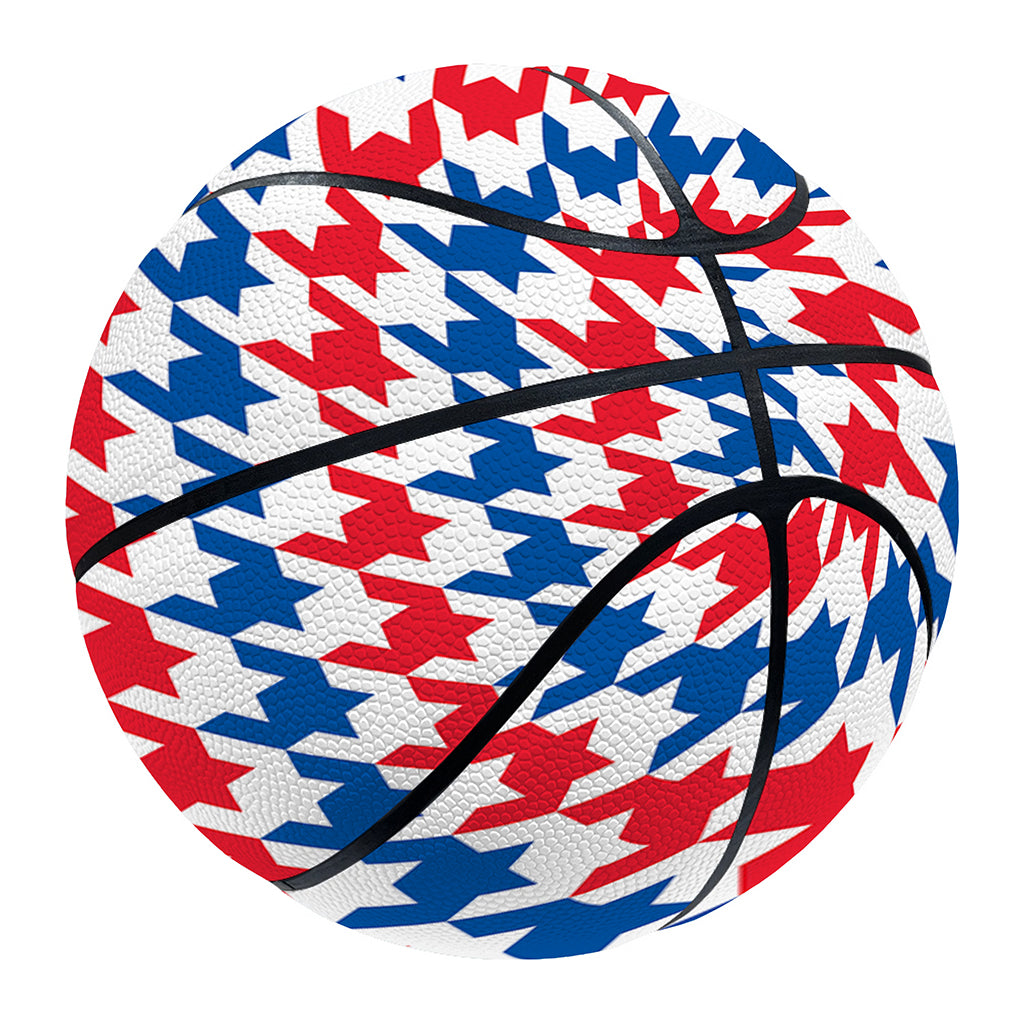 Red Blue And White Houndstooth Print Basketball