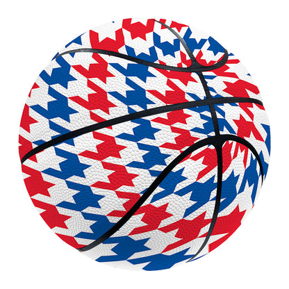 Red Blue And White Houndstooth Print Basketball
