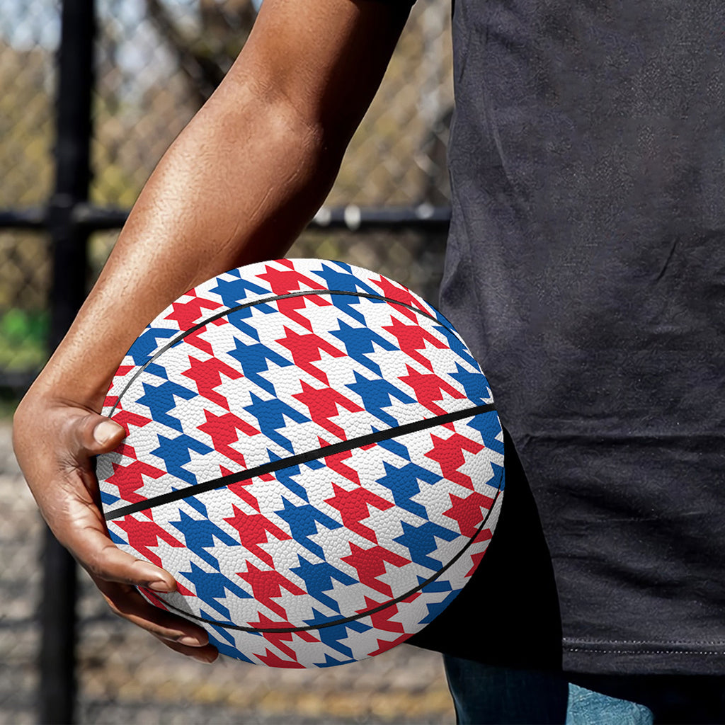 Red Blue And White Houndstooth Print Basketball