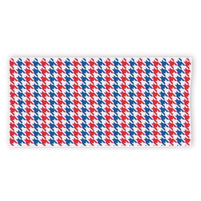 Red Blue And White Houndstooth Print Beach Towel