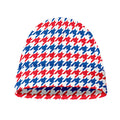 Red Blue And White Houndstooth Print Beanie